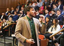 Photo a professor giving a lecture. Links to Gifts of Real Estate